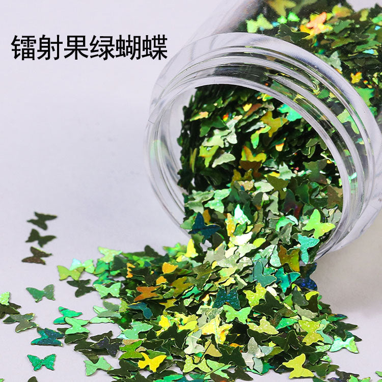 Wholesale Internet Celebrity Sparkling Laser Butterfly Nail Patch Phone Case Glitter Ring Powder Glitter Powder Drop Glue Glitter